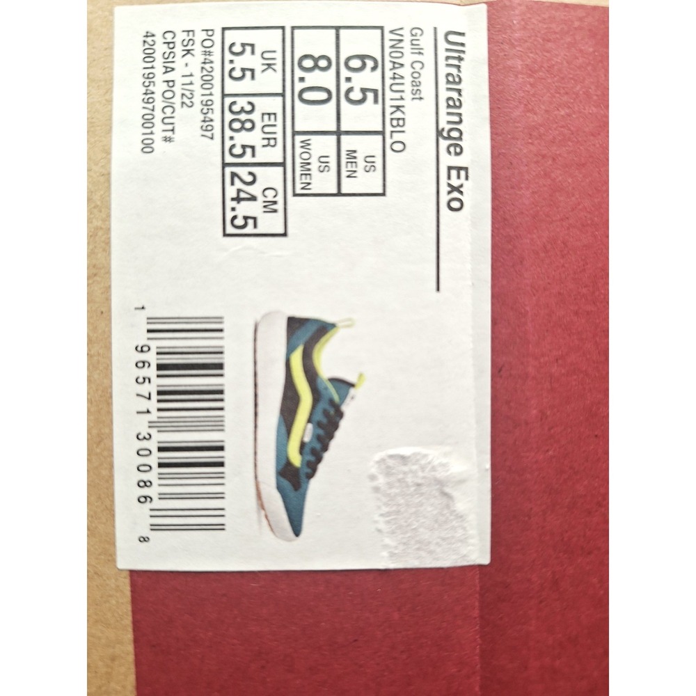 Vans UltraRange EXO Gulf Coast Blue Teal Yellow 2022 Men Sz 6.5|  Women Sz 8.0 - Picture 2 of 11